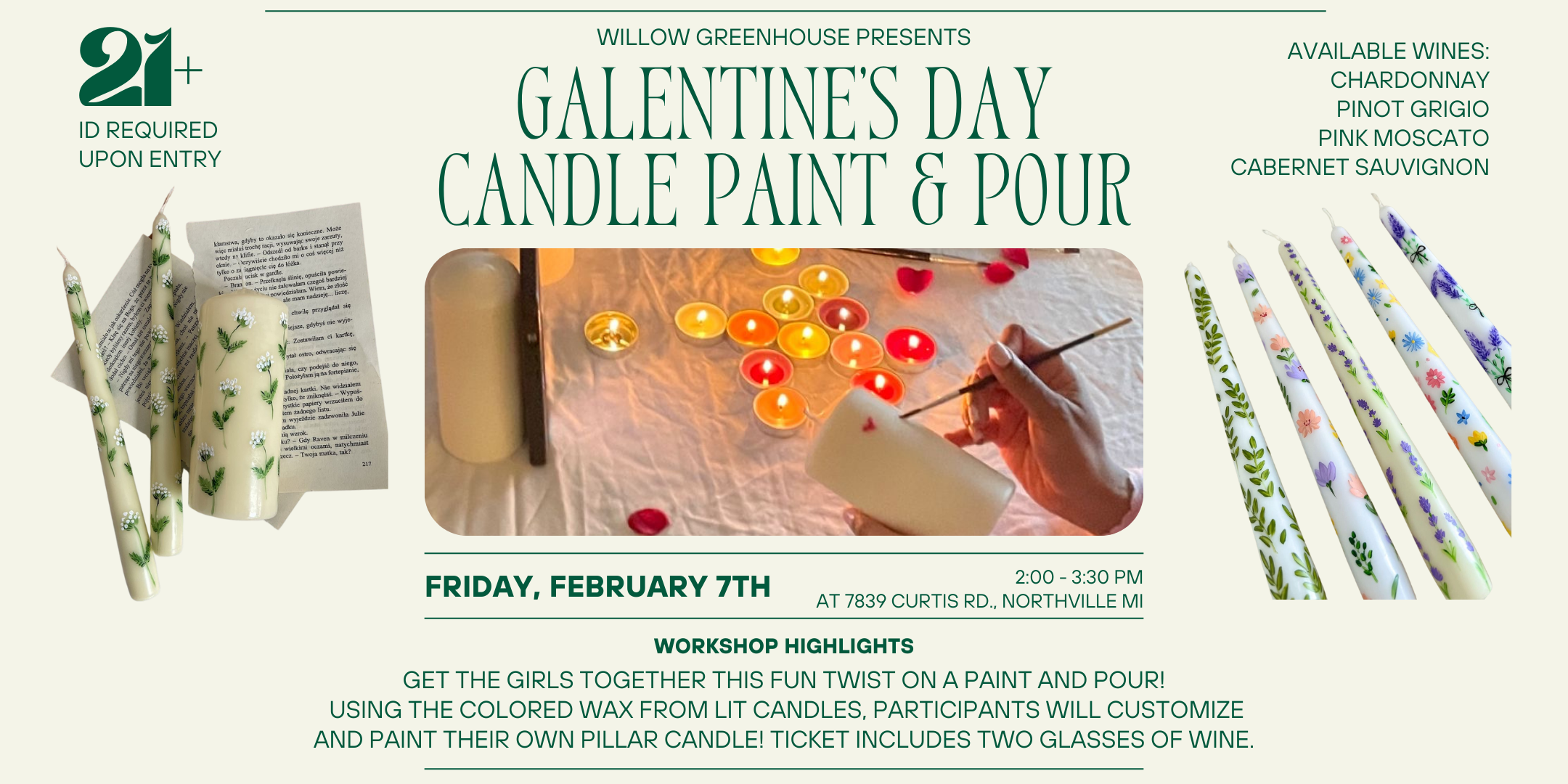 Galentine Candle Paint & Pour at Willow Greenhouse