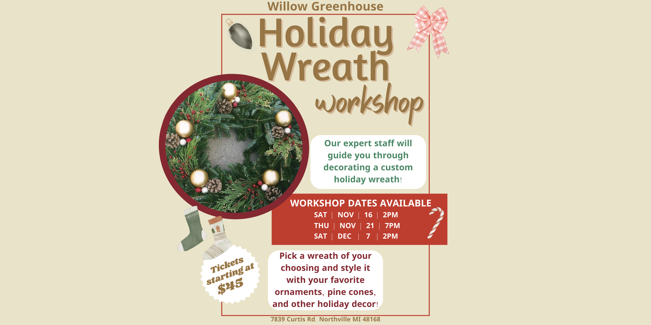 Holiday Gnome Workshop at Willow Greenhouse with Multiple Dates Available