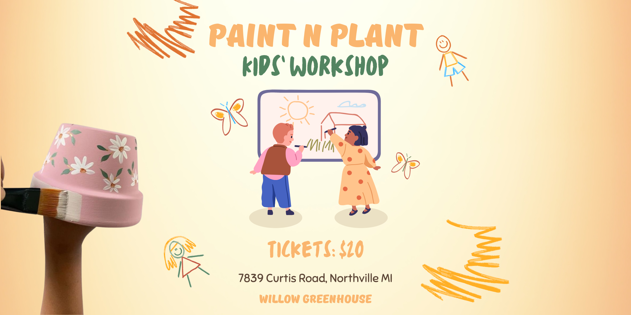 Paint and Plant Kids Workshop at Willow Greenhouse